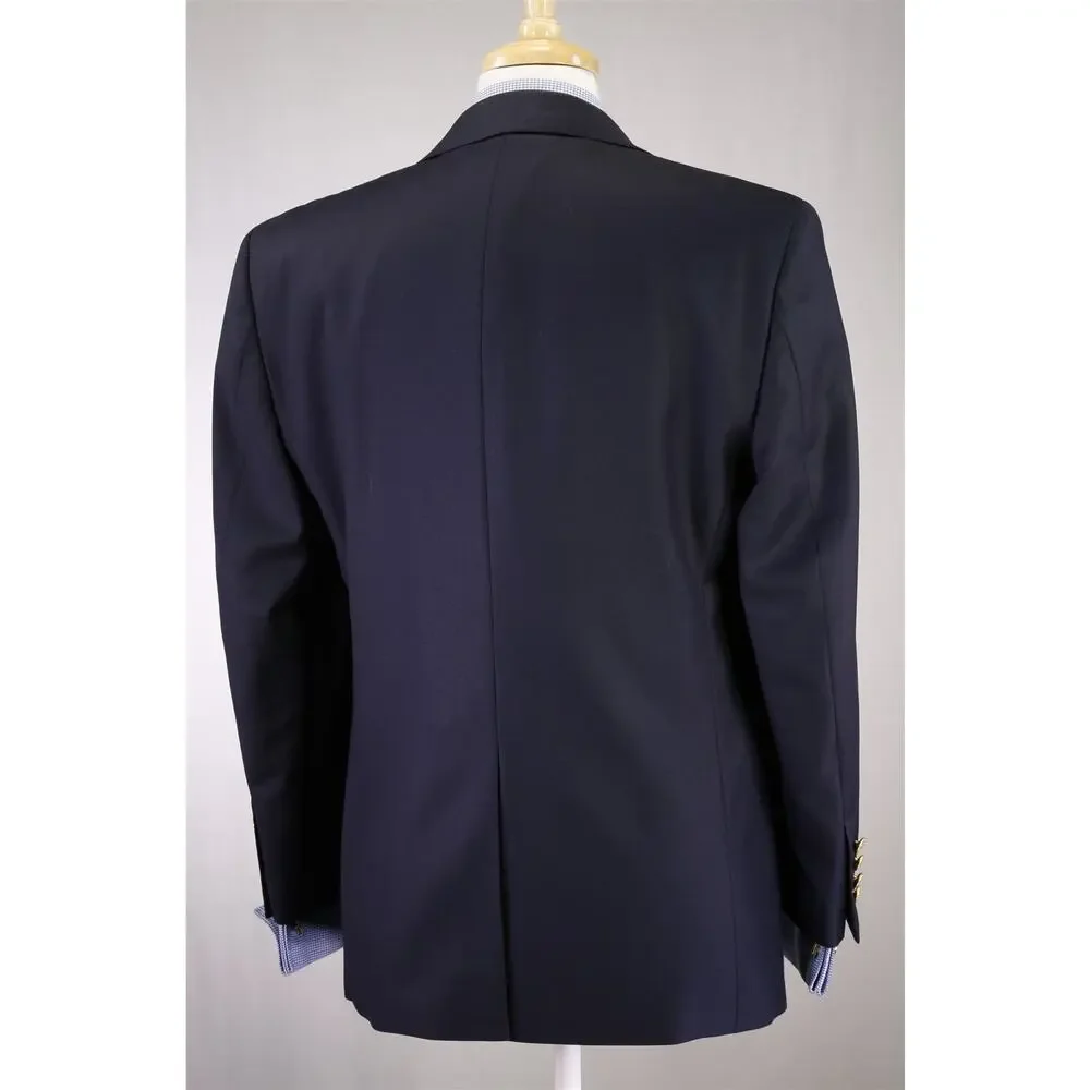 Lauren Ralph Lauren Navy Blue Gold Metal Buttons 2-Btn Wool Blazer Jacket 38S